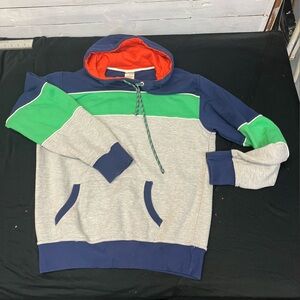 Colorblock Hoodie with Green and Blue Accents vintage